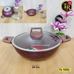 28 Kiam Non-Stick Wok Cookware With Glass Lid