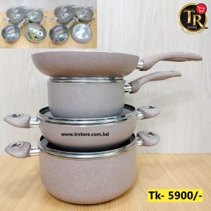 7 Pcs Disnie Marble Coated Non-stick Cookare Set