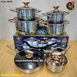 12 Pcs Stainless Steel Cookware Set with Lid