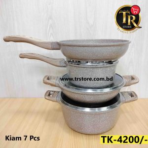 KIAM Die Casting Cookware Set With Glass Lid and Induction Bottom- 7Pcs