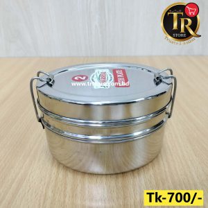 Stainless Steel Double Layer Oval Shape Lunch Box 2 Containers Lunch Box