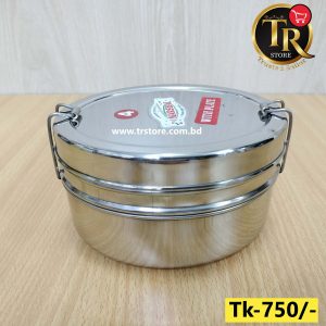 Stainless Steel Double Layer Oval Shape Lunch Box 2 Containers Lunch Box