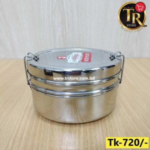 Stainless Steel Double Layer Oval Shape Lunch Box 2 Containers Lunch Box