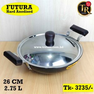 2.75 Liter Futura Hard Anodised Korai With SS Lid