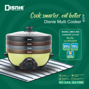 Disnie Electric Multi Curry Cooker With 4 Pots 4 Lids- 5.5 Ltr